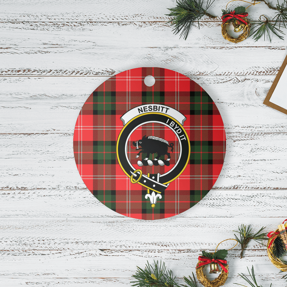 Clan Nesbitt Modern Tartan Crest Round Ceramic Ornament CU99 Nesbitt Modern Tartan Tartan Christmas