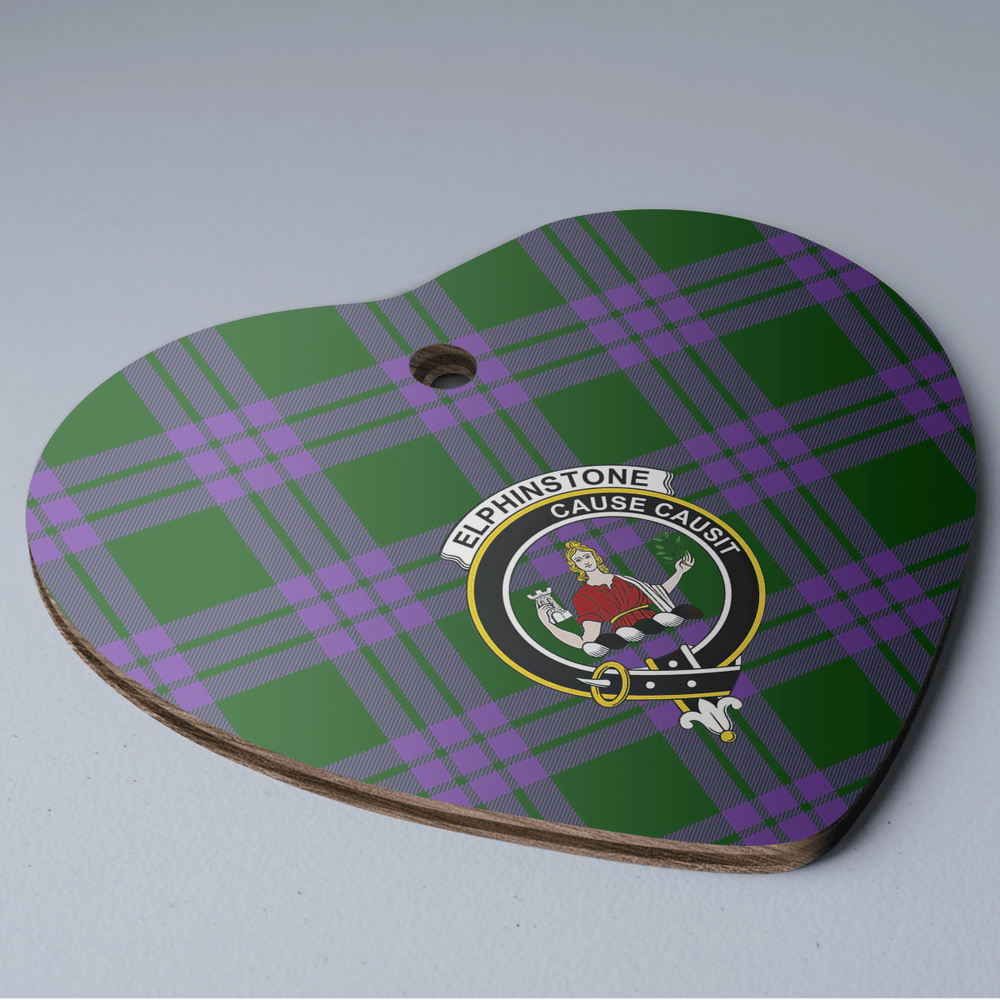 Clan Elphinstone Tartan Crest Heart Ceramic Ornament WA62 Elphinstone Tartan Tartan Christmas