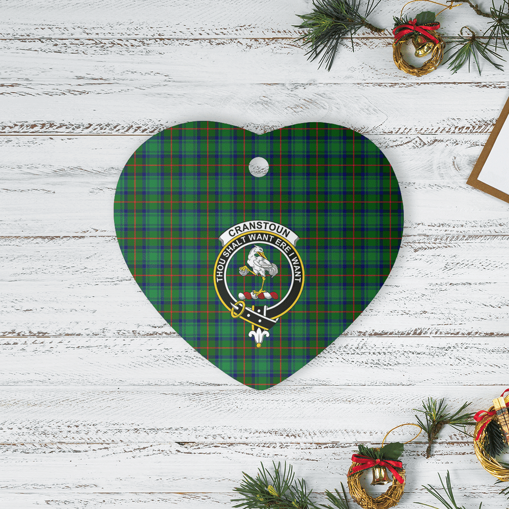 Clan Cranstoun Tartan Crest Heart Ceramic Ornament BA64 Cranstoun Tartan Tartan Christmas