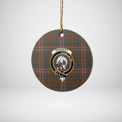 Clan Kennedy Weathered Tartan Crest Round Ceramic Ornament IS41 Kennedy Weathered Tartan Tartan Christmas