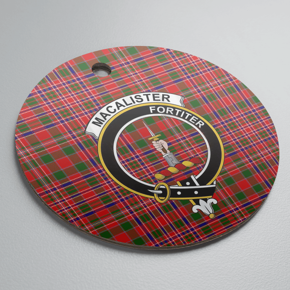 Clan MacAlister Modern Tartan Crest Round Ceramic Ornament WE37 MacAlister Modern Tartan Tartan Christmas