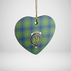 Clan Johnston Ancient Tartan Crest Heart Ceramic Ornament CW30 Johnston Ancient Tartan Tartan Christmas