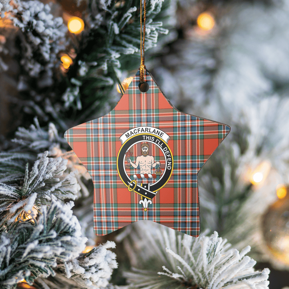 Clan MacFarlane Ancient Tartan Crest Star Ceramic Ornament BU82 MacFarlane Ancient Tartan Tartan Christmas
