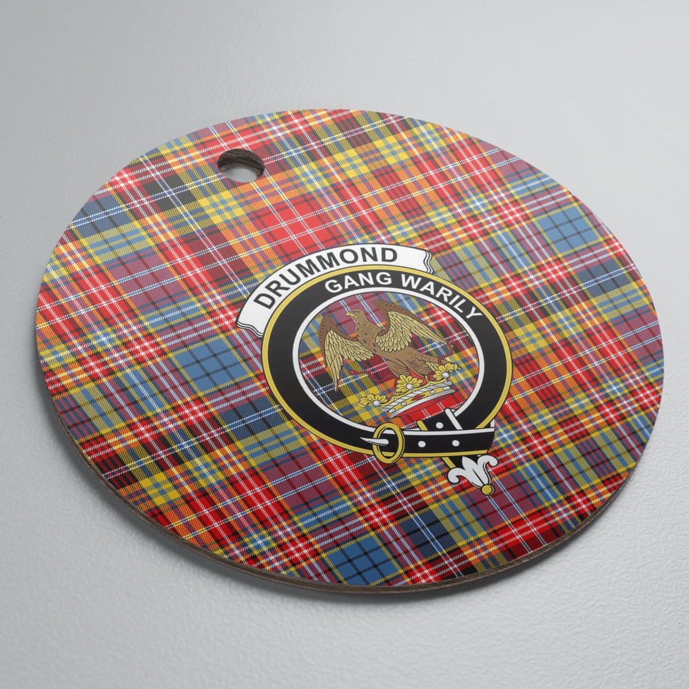 Clan Drummond of Strathallan Tartan Crest Round Ceramic Ornament RY17 Drummond of Strathallan Tartan Tartan Christmas