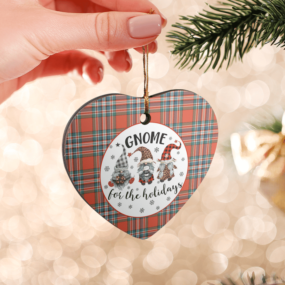 Clan MacFarlane Ancient Tartan Tartan Crest Gnome Heart Ceramic Ornament ZW56 MacFarlane Ancient Tartan Tartan Christmas