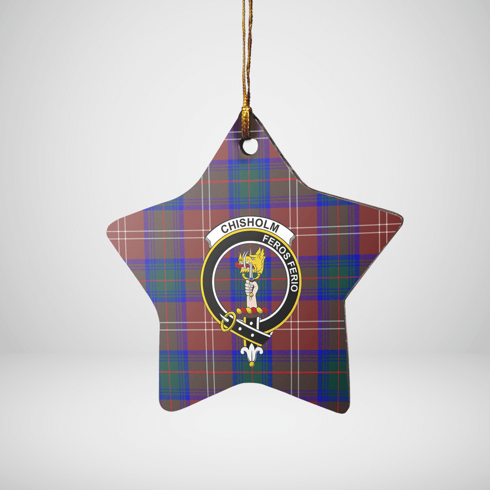 Clan Chisholm Hunting Modern Tartan Crest Star Ceramic Ornament ZU57 Chisholm Hunting Modern Tartan Tartan Christmas