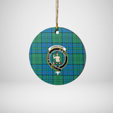 Clan Lockhart Tartan Crest Round Ceramic Ornament PL98 Lockhart Tartan Tartan Christmas