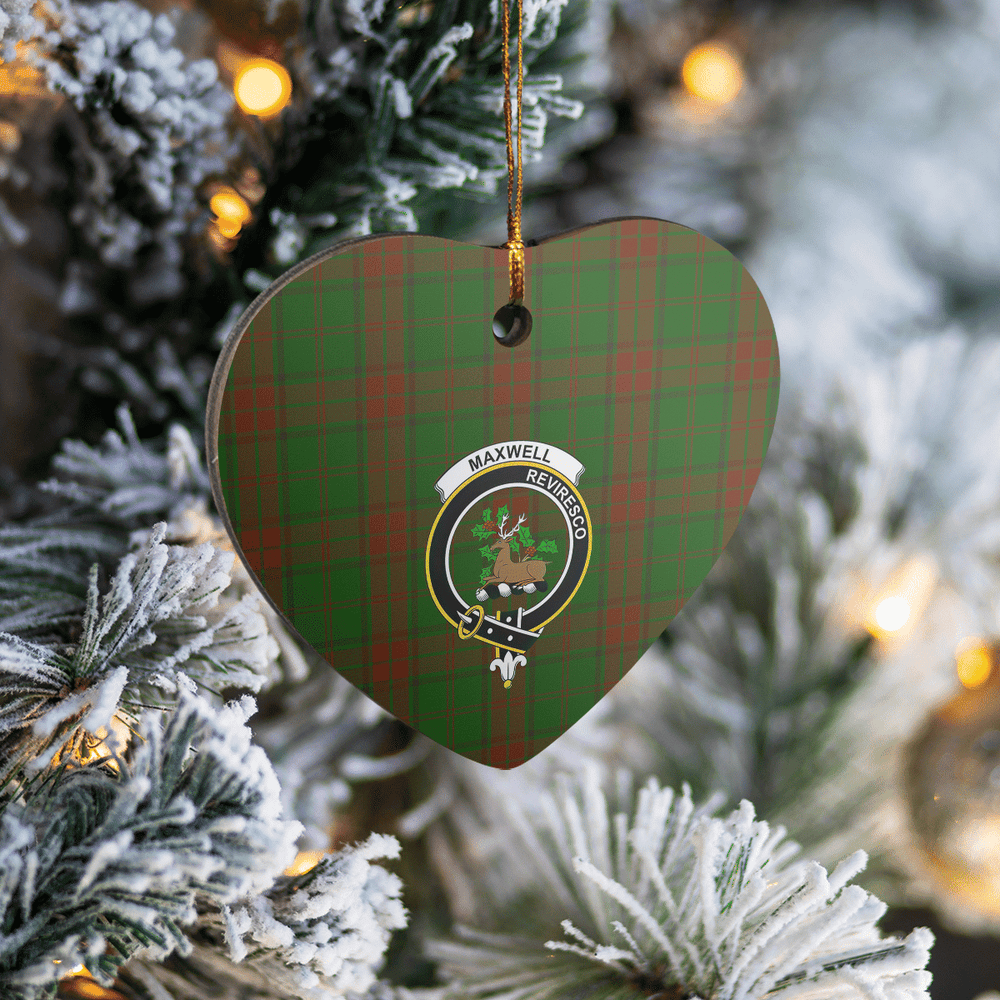 Clan Maxwell Hunting Tartan Crest Heart Ceramic Ornament MR26 Maxwell Hunting Tartan Tartan Christmas