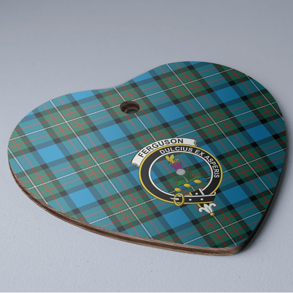 Clan Fergusson Ancient Tartan Crest Heart Ceramic Ornament YQ71 Fergusson Ancient Tartan Tartan Christmas