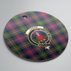 Clan Logan Modern Tartan Crest Round Ceramic Ornament KG54 Logan Modern Tartan Tartan Christmas