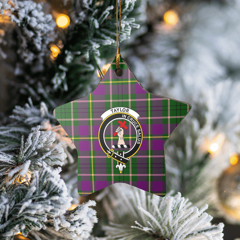 Clan Taylor Tartan Crest Star Ceramic Ornament MK87 Taylor Tartan Tartan Christmas