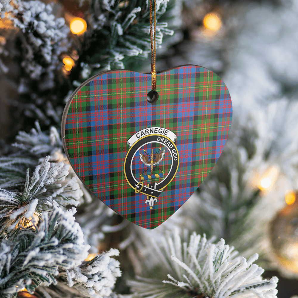 Clan Carnegie Ancient Tartan Crest Heart Ceramic Ornament ZO49 Carnegie Ancient Tartan Tartan Christmas