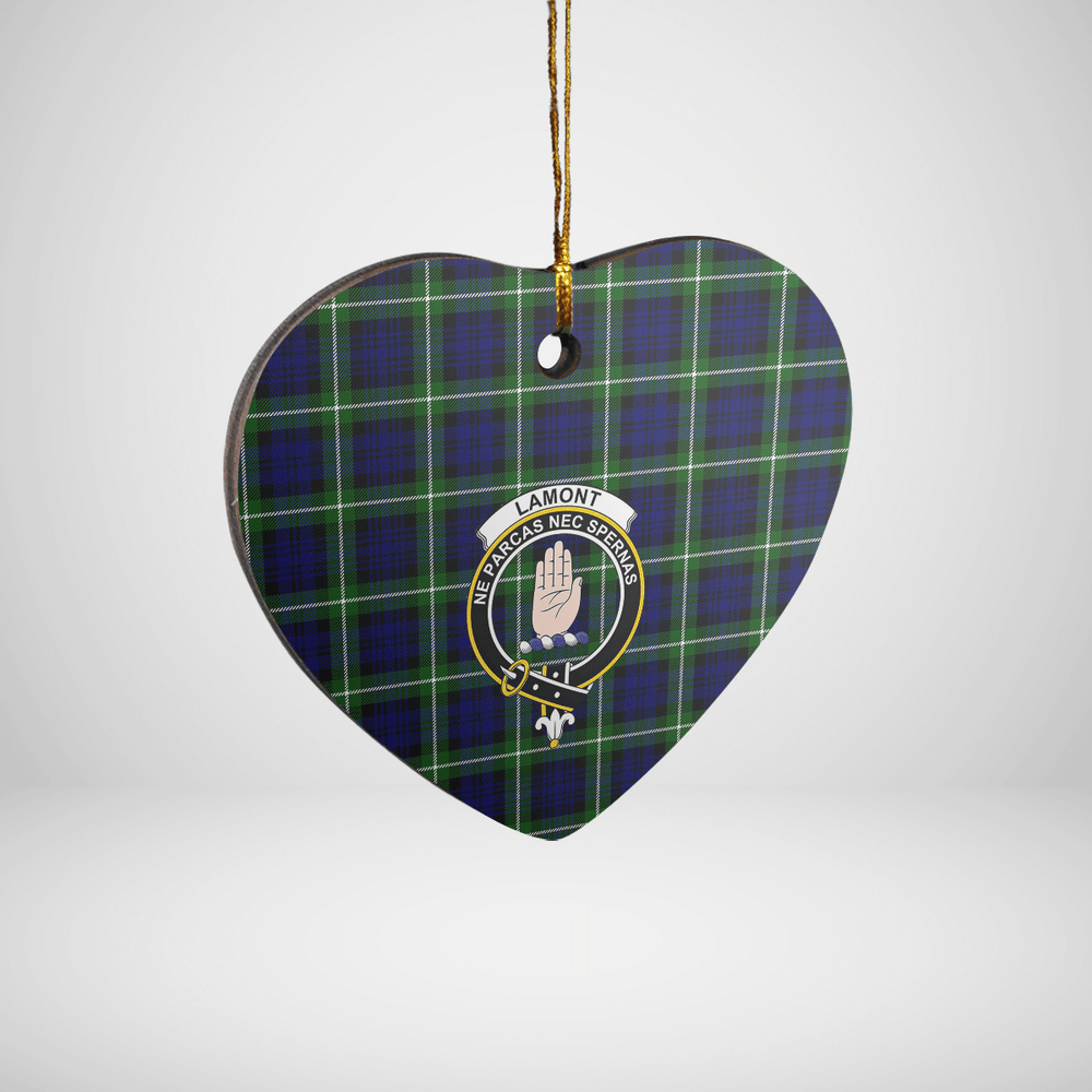 Clan Lamont Modern Tartan Crest Heart Ceramic Ornament FN61 Lamont Modern Tartan Tartan Christmas