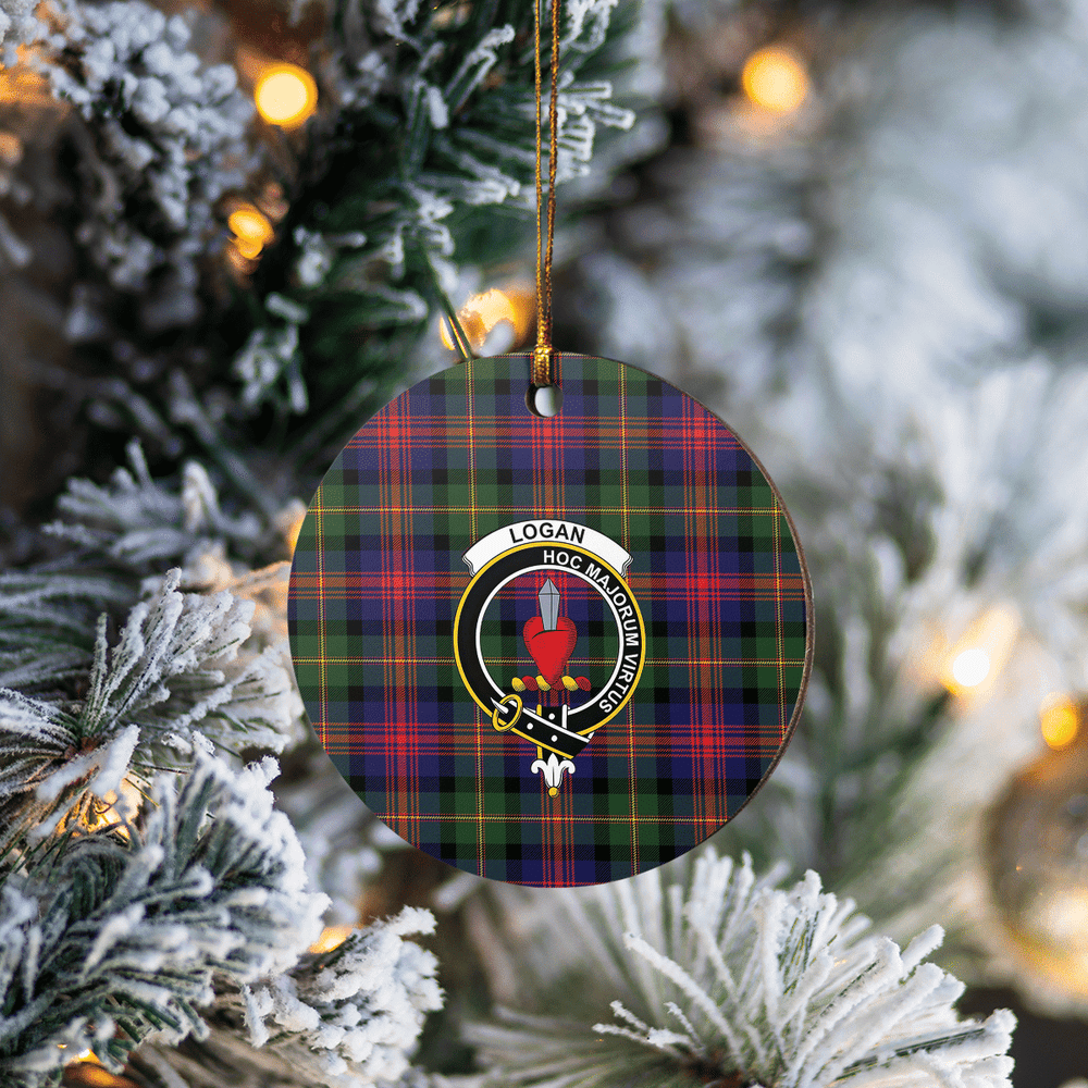 Clan Logan Modern Tartan Crest Round Ceramic Ornament KG54 Logan Modern Tartan Tartan Christmas