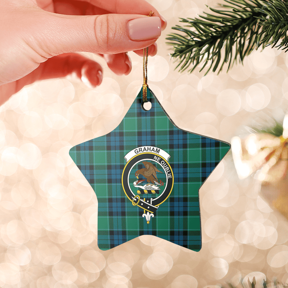 Clan Graham of Menteith Ancient Tartan Crest Star Ceramic Ornament VF30 Graham of Menteith Ancient Tartan Tartan Christmas