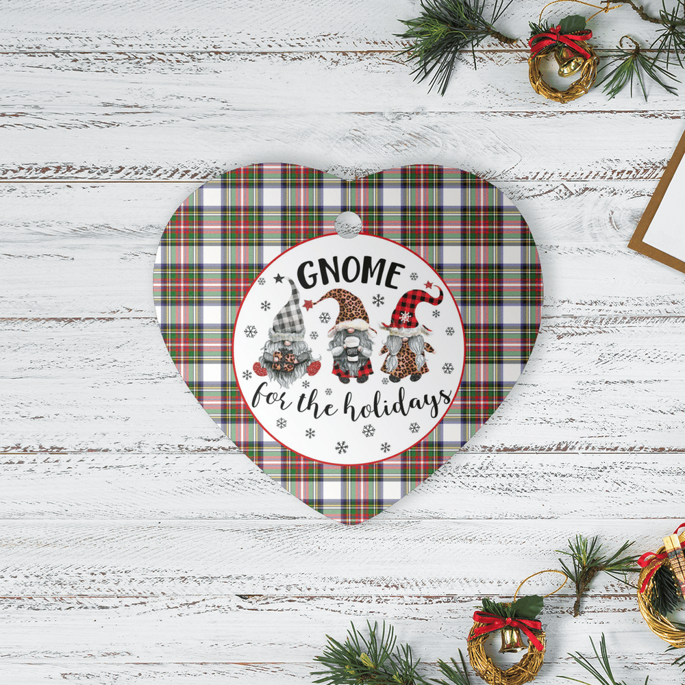 Clan Stewart Dress Modern Tartan Tartan Crest Gnome Heart Ceramic Ornament YR71 Stewart Dress Modern Tartan Tartan Christmas