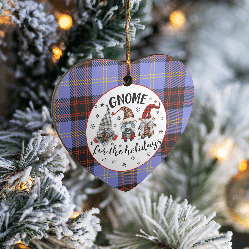 Clan Rutherford Tartan Tartan Crest Gnome Heart Ceramic Ornament GO88 Rutherford Tartan Tartan Christmas