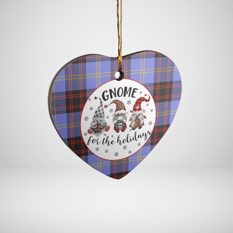 Clan Rutherford Tartan Tartan Crest Gnome Heart Ceramic Ornament GS79 Rutherford Tartan Tartan Christmas