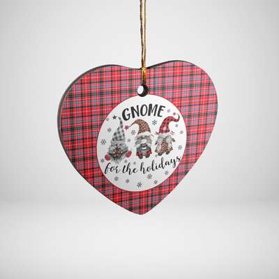 Clan Udny Tartan Tartan Crest Gnome Heart Ceramic Ornament