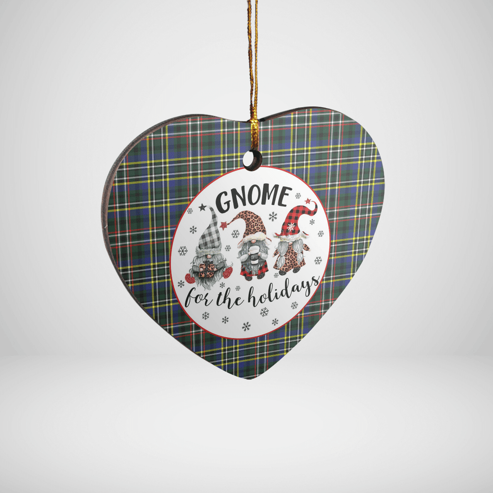 Clan Scott Green Modern Tartan Tartan Crest Gnome Heart Ceramic Ornament VZ71 Scott Green Modern Tartan Tartan Christmas