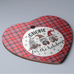 Clan Udny Tartan Tartan Crest Gnome Heart Ceramic Ornament KV82 Udny Tartan Tartan Christmas