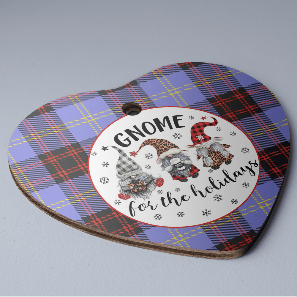 Clan Rutherford Tartan Tartan Crest Gnome Heart Ceramic Ornament GS79 Rutherford Tartan Tartan Christmas