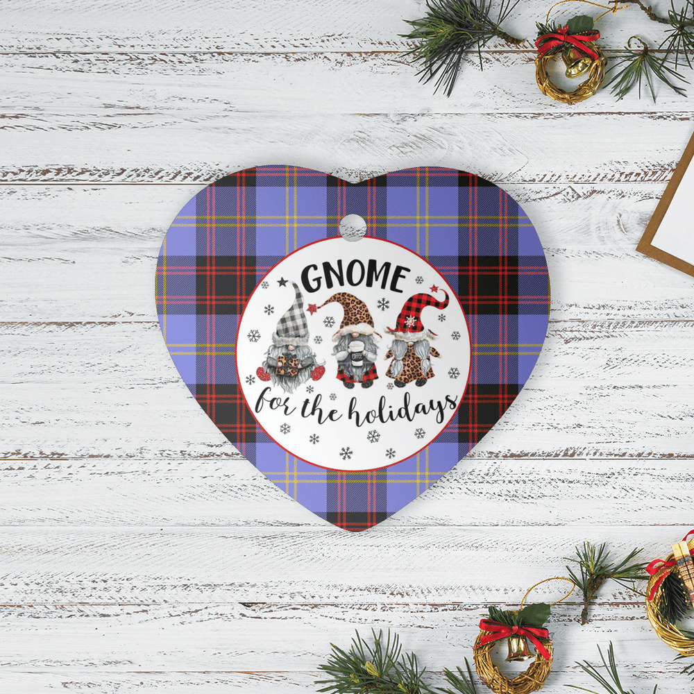 Clan Rutherford Tartan Tartan Crest Gnome Heart Ceramic Ornament GO88 Rutherford Tartan Tartan Christmas
