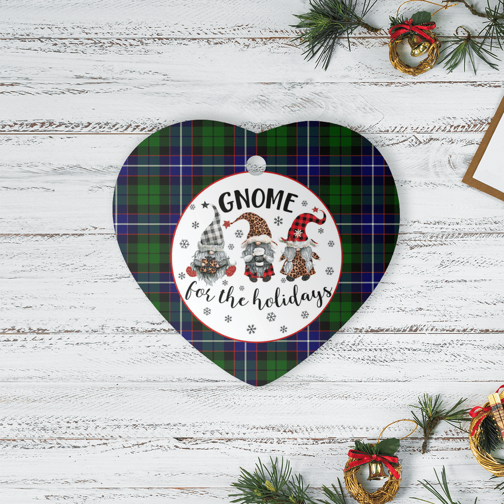 Clan Russell Modern Tartan Tartan Crest Gnome Heart Ceramic Ornament ZS64 Russell Modern Tartan Tartan Christmas