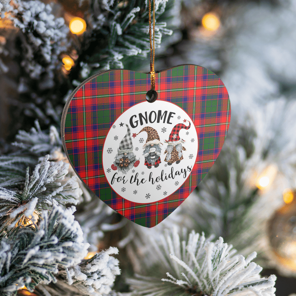 Clan Roxburgh District Tartan Tartan Crest Gnome Heart Ceramic Ornament MV46 Roxburgh District Tartan Tartan Christmas