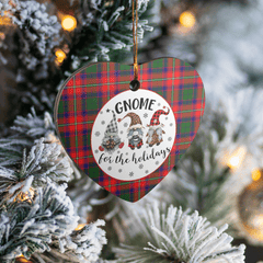Clan Roxburgh District Tartan Tartan Crest Gnome Heart Ceramic Ornament MV46 Roxburgh District Tartan Tartan Christmas