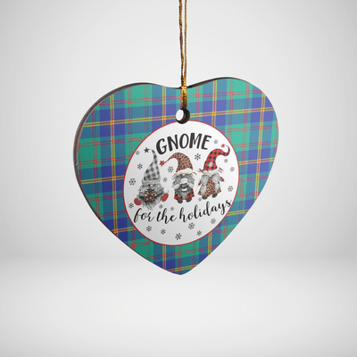 Clan US Marine Tartan Tartan Crest Gnome Heart Ceramic Ornament
