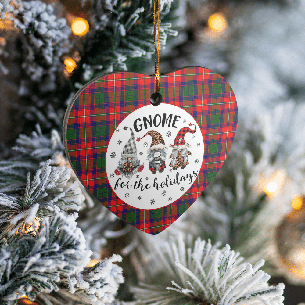 Clan Mow (Roxburgh) Tartan Tartan Crest Gnome Heart Ceramic Ornament US53 Mow (Roxburgh) Tartan Tartan Christmas
