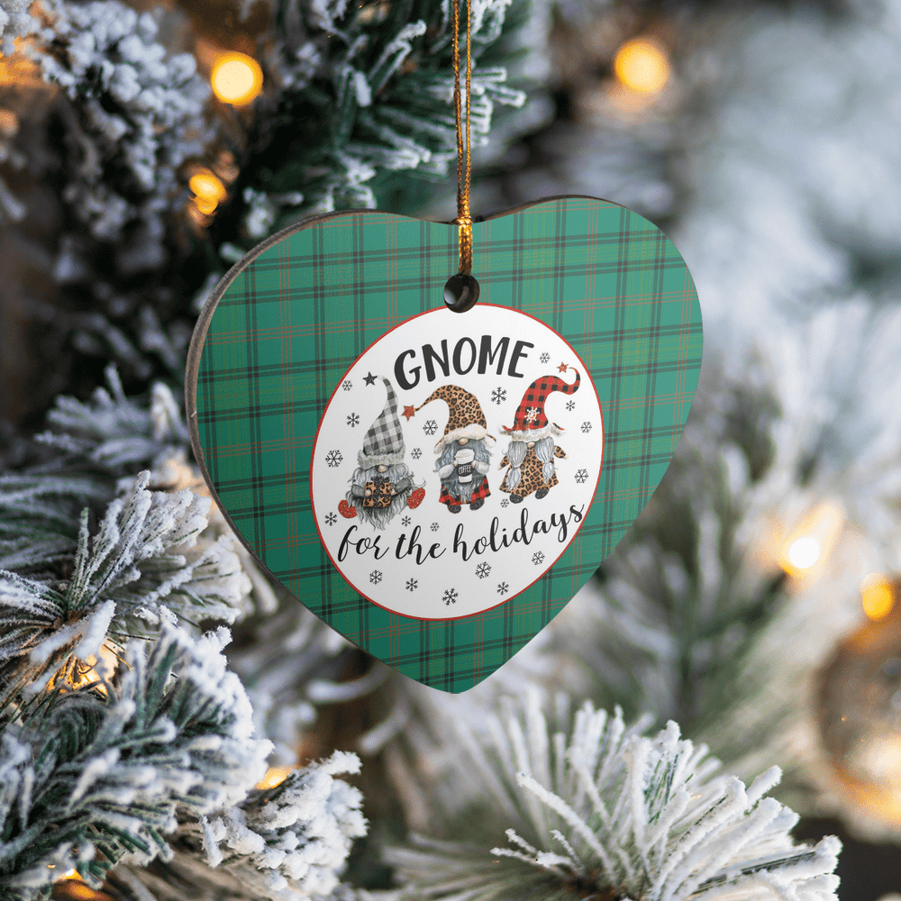 Clan Ross Hunting Ancient Tartan Tartan Crest Gnome Heart Ceramic Ornament VW78 Ross Hunting Ancient Tartan Tartan Christmas