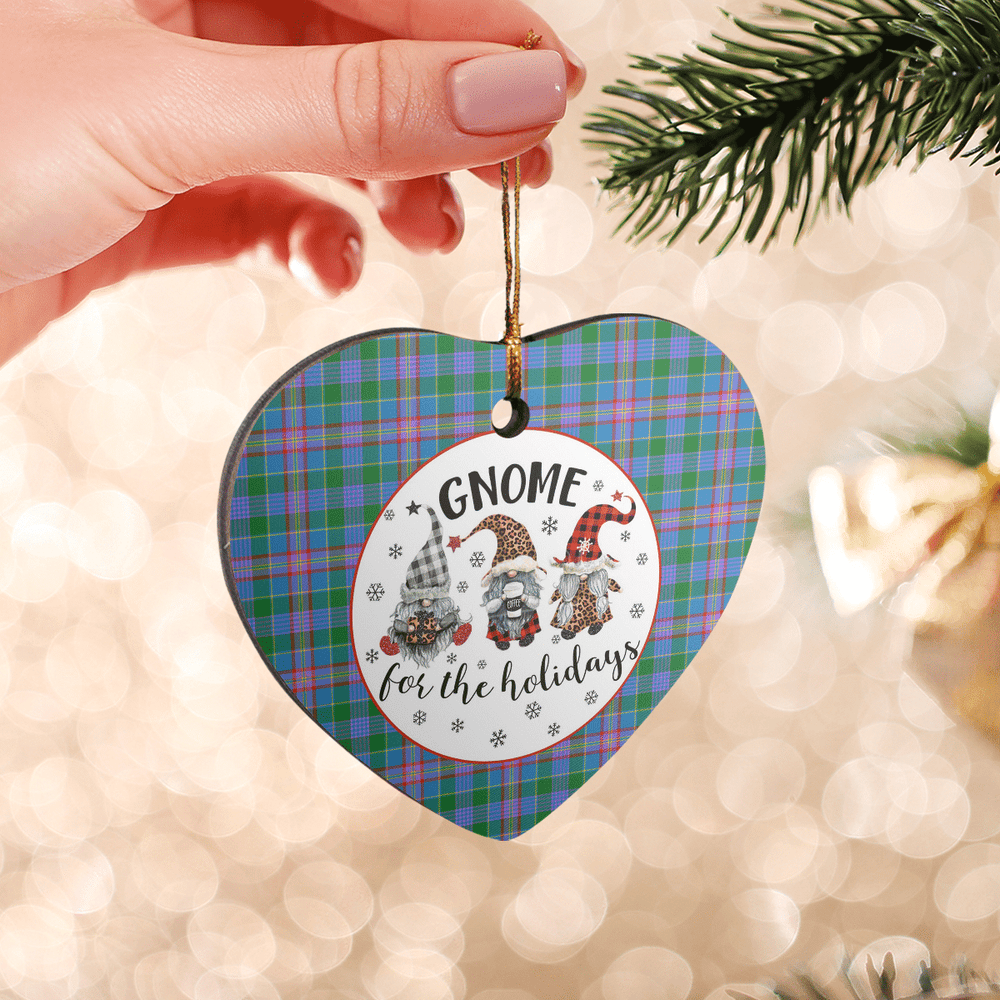 Clan Pitcairn Hunting Tartan Tartan Crest Gnome Heart Ceramic Ornament GG64 Pitcairn Hunting Tartan Tartan Christmas