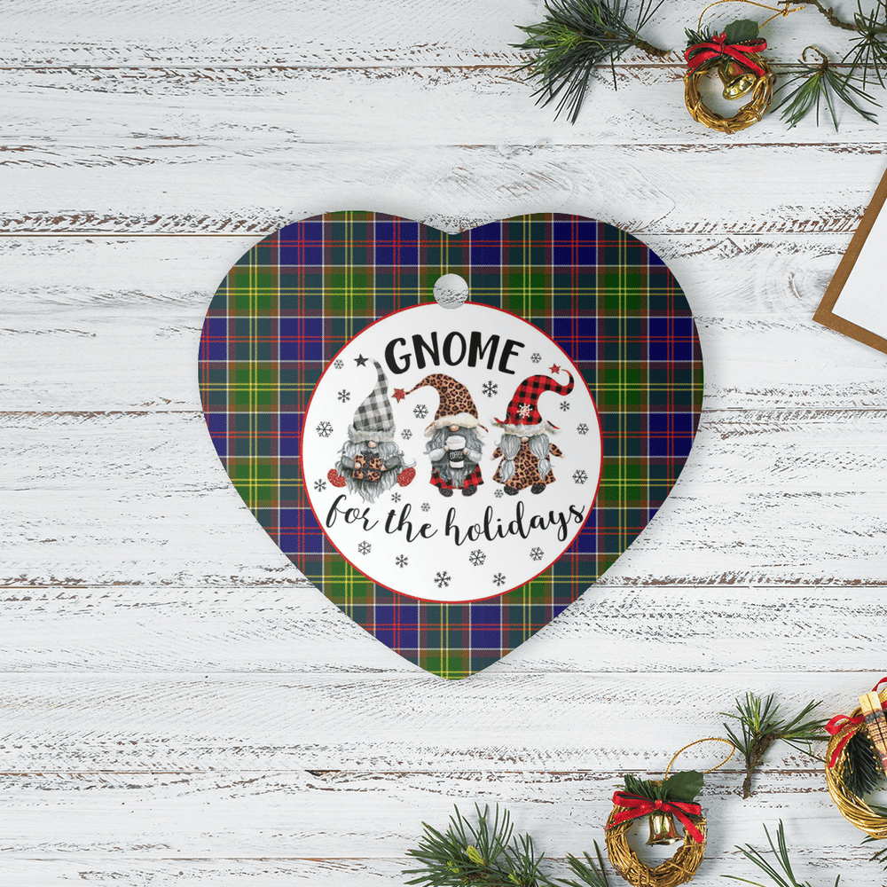 Clan Whitefoord Tartan Tartan Crest Gnome Heart Ceramic Ornament UK30 Whitefoord Tartan Tartan Christmas