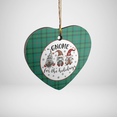 Clan Ross Hunting Ancient Tartan Tartan Crest Gnome Heart Ceramic Ornament CM14