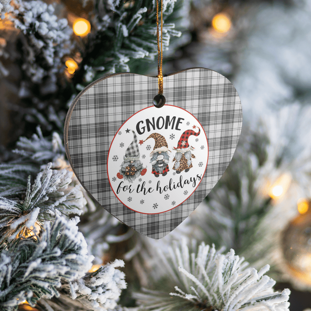 Clan Douglas Grey Modern Tartan Tartan Crest Gnome Heart Ceramic Ornament JR75 Douglas Grey Modern Tartan Tartan Christmas