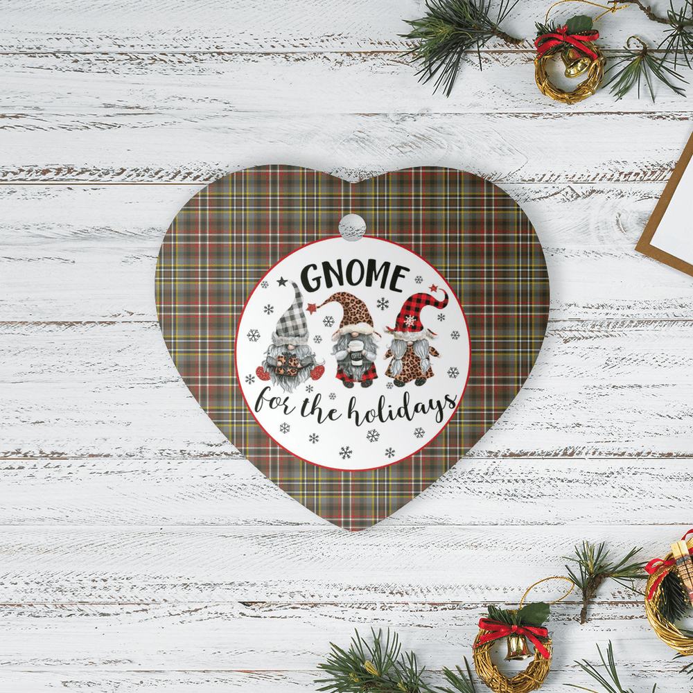 Clan Scott Green Weathered Tartan Tartan Crest Gnome Heart Ceramic Ornament XZ54 Scott Green Weathered Tartan Tartan Christmas