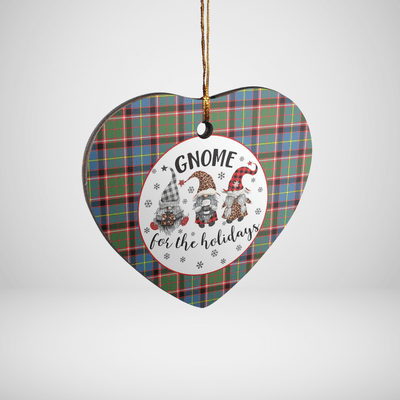Clan Norvel (Stirling) Tartan Tartan Crest Gnome Heart Ceramic Ornament
