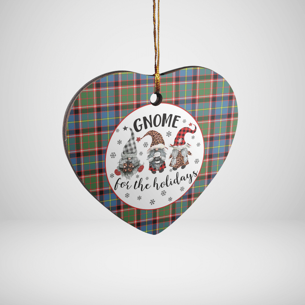Clan Norvel (Stirling) Tartan Tartan Crest Gnome Heart Ceramic Ornament XX41 Norvel (Stirling) Tartan Tartan Christmas