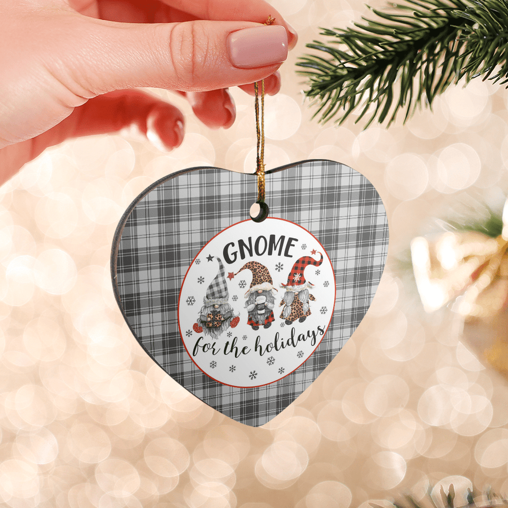 Clan Douglas Grey Modern Tartan Tartan Crest Gnome Heart Ceramic Ornament JR75 Douglas Grey Modern Tartan Tartan Christmas