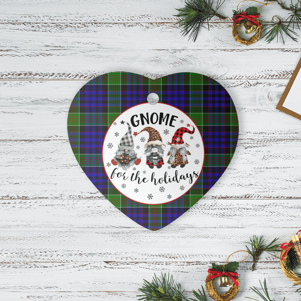Clan Newman Tartan Tartan Crest Gnome Heart Ceramic Ornament MN74 Newman Tartan Tartan Christmas
