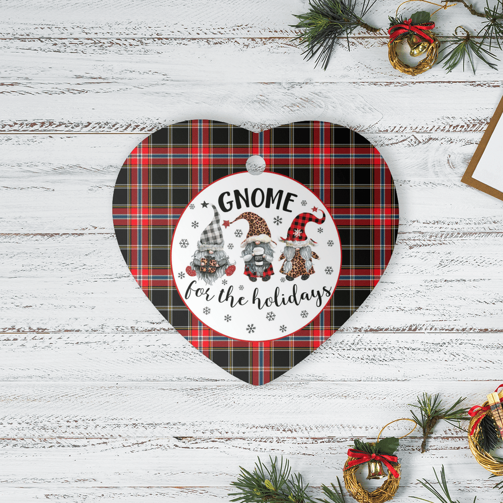 Clan Norwegian Night Tartan Tartan Crest Gnome Heart Ceramic Ornament HS67 Norwegian Night Tartan Tartan Christmas