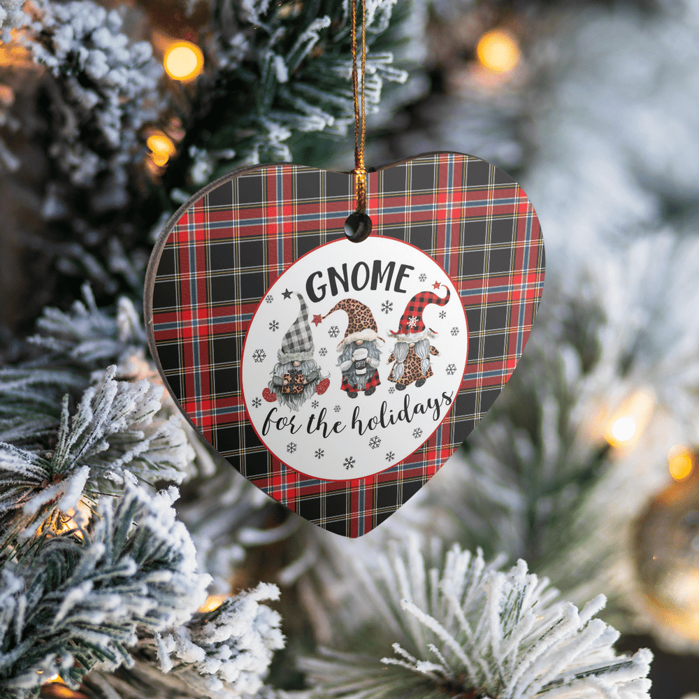 Clan Norwegian Night Tartan Tartan Crest Gnome Heart Ceramic Ornament HS67 Norwegian Night Tartan Tartan Christmas