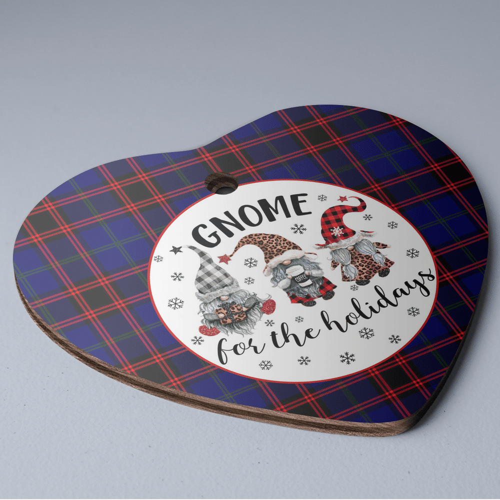 Clan Home Modern Tartan Tartan Crest Gnome Heart Ceramic Ornament QP85 Home Modern Tartan Tartan Christmas