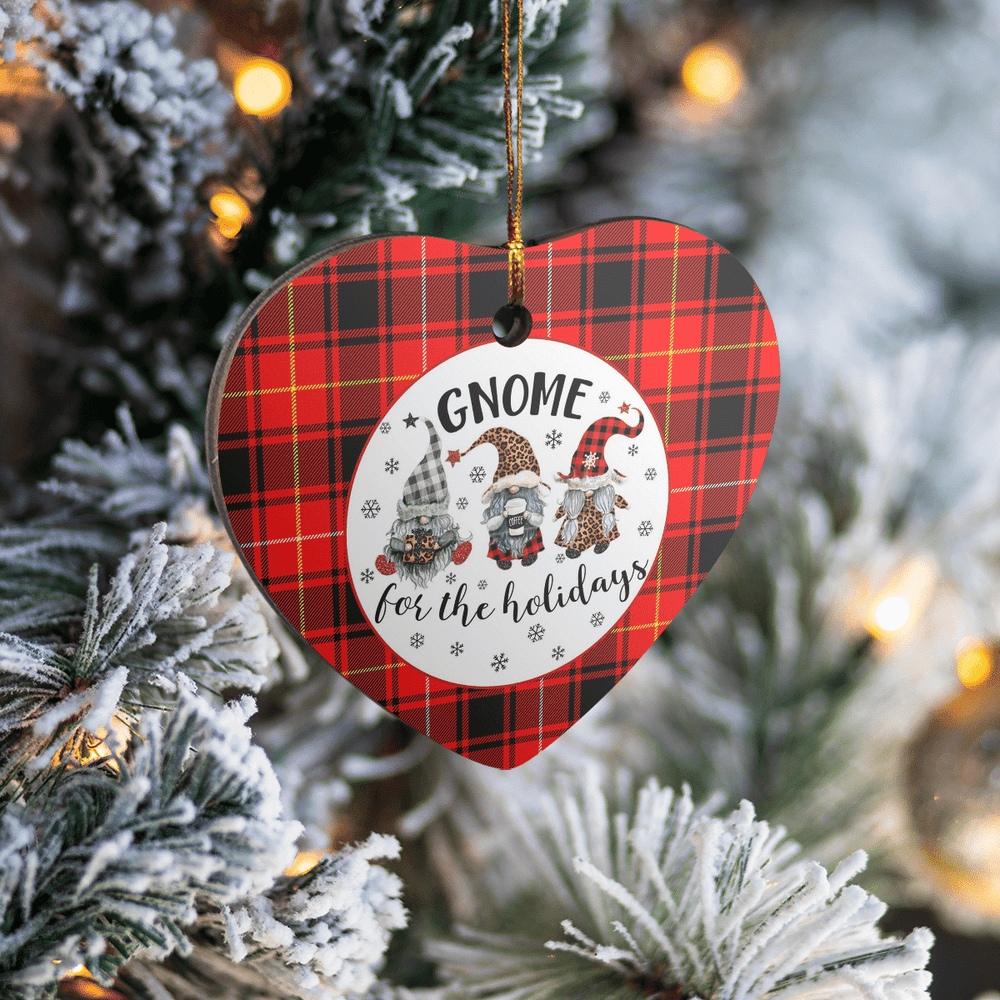 Clan MacIver Modern Tartan Tartan Crest Gnome Heart Ceramic Ornament QZ29 MacIver Modern Tartan Tartan Christmas