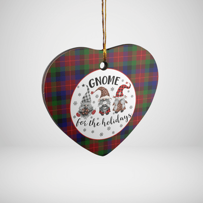Clan Tennant Tartan Tartan Crest Gnome Heart Ceramic Ornament