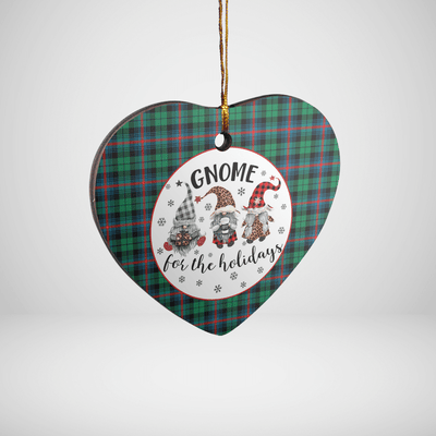 Clan Urquhart Broad Red Ancient Tartan Tartan Crest Gnome Heart Ceramic Ornament