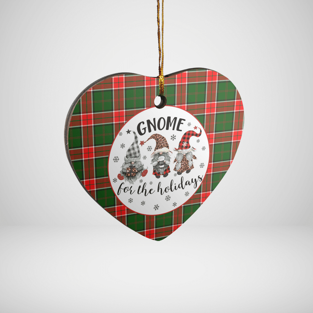 Clan Pollock Modern Tartan Tartan Crest Gnome Heart Ceramic Ornament QN87 Pollock Modern Tartan Tartan Christmas
