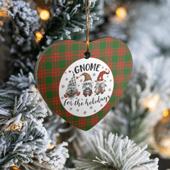 Clan Menzies Green Modern Tartan Tartan Crest Gnome Heart Ceramic Ornament RF79 Menzies Green Modern Tartan Tartan Christmas